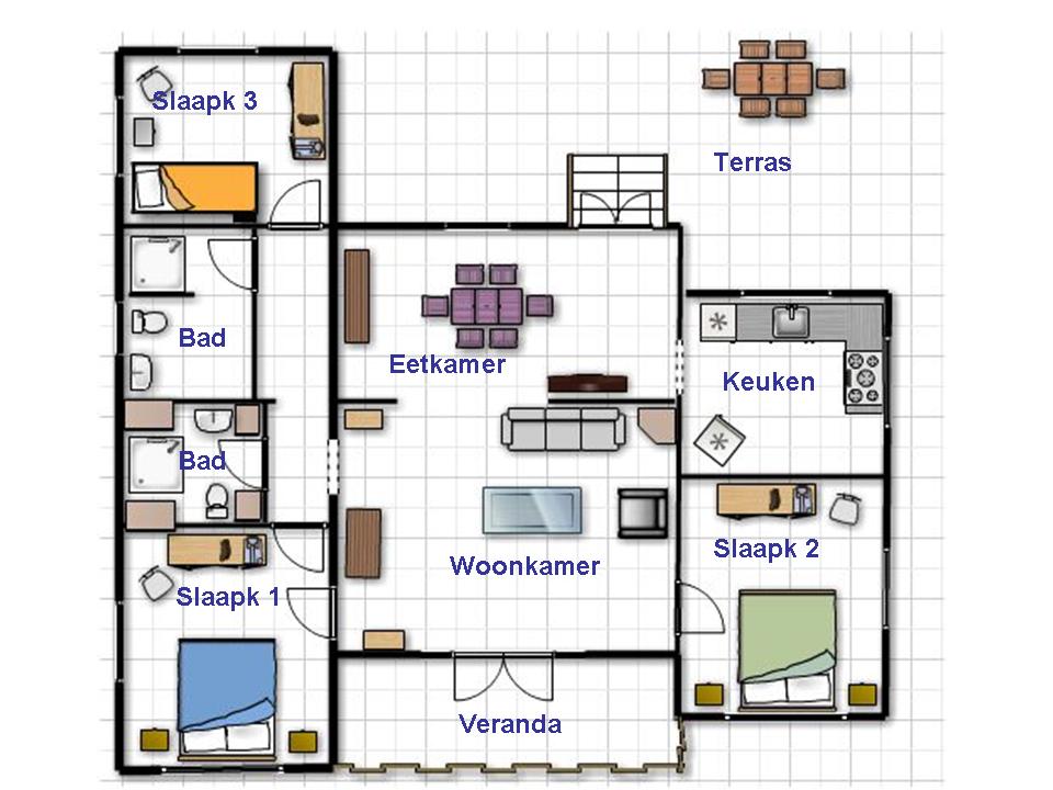 Plattegrond van de bungalow